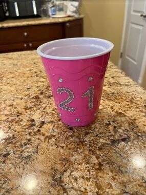 Pink Solo  Cup 21 Embellishments Hard Plastic Re-Usable